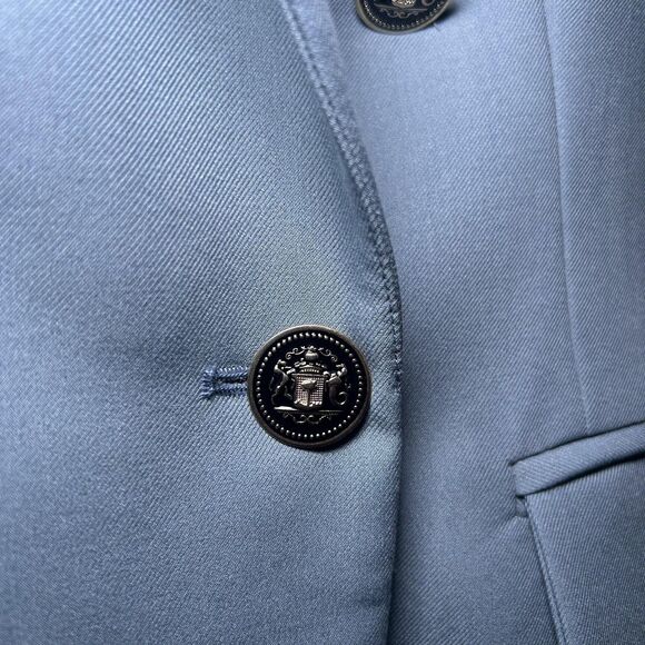 Zara Blazer Women's Medium Blue Double Breasted Gold Button Lined Jacket Career - Picture 4 of 9